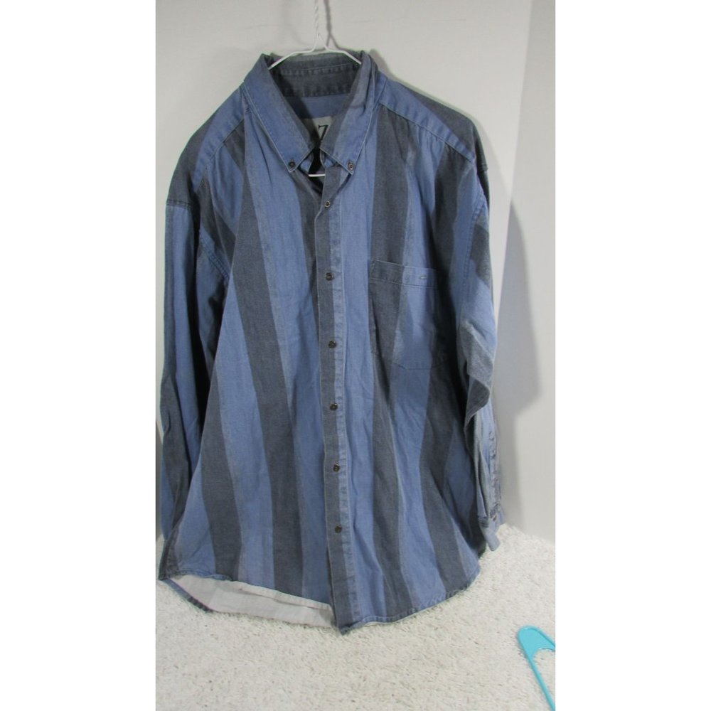 BLAZER Mens Button Up Shirt Size XL Long Sleeve Collared Blue Black
